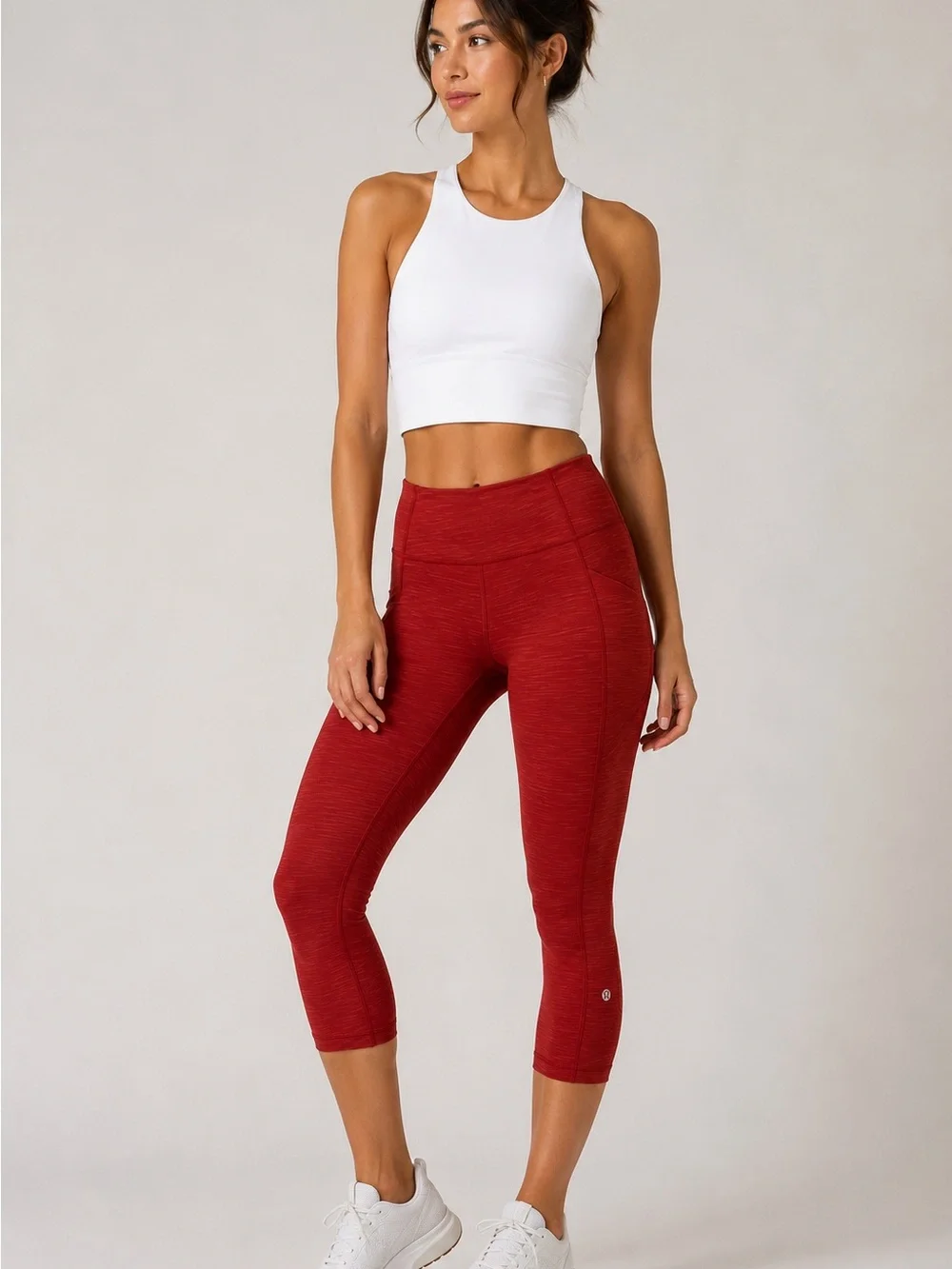 Lululemon All the Right Places Crop II 23” Size 8 Red Space Dye Pockets
